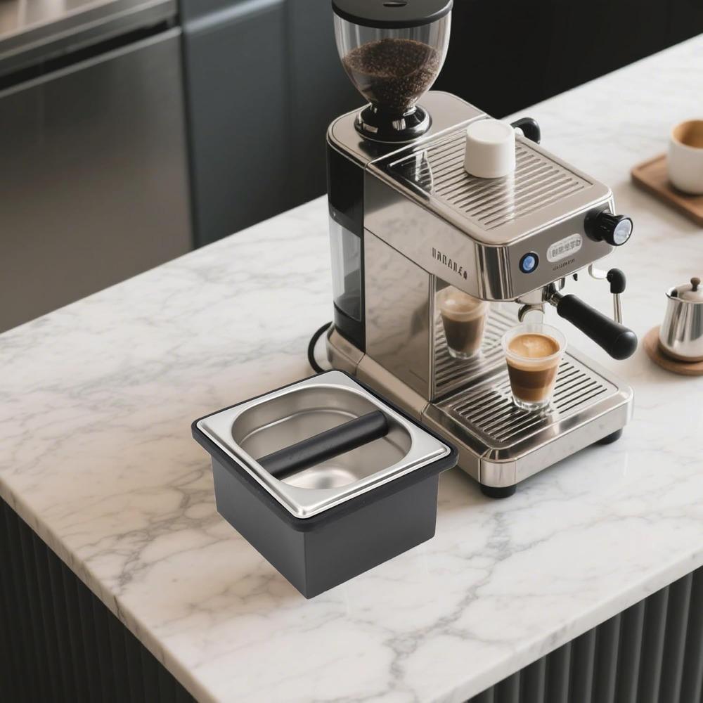 Espresso Knock Box Coffee Knock Box for Espresso Grounds Disposal Large Capacity Equipped with Noise Reduction Rubber Ring