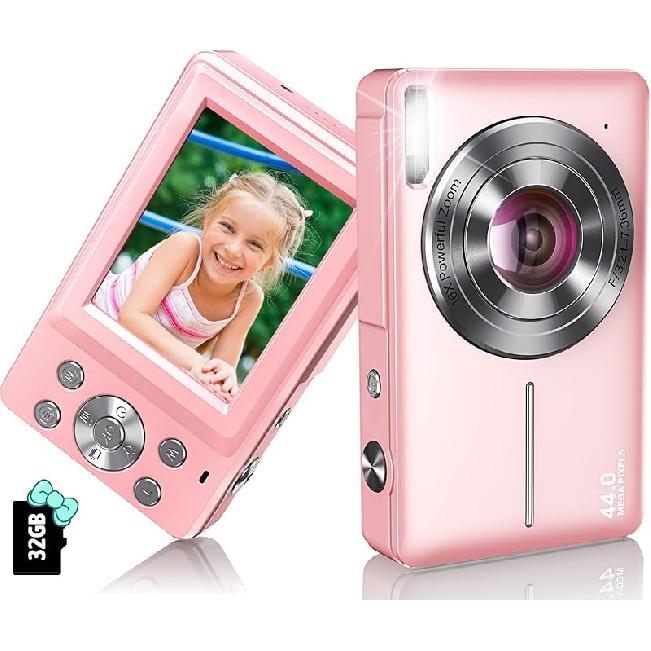 Digital Camera 1080P 44MP Digital Cameras, Digital Point and Shoot Camera for Kids with 16X Zoom, Anti-Shake, Compact Small Travel Camera for