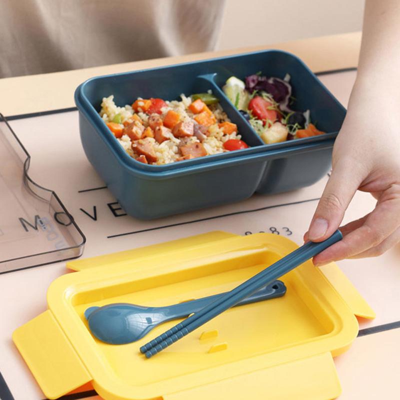 Lunch Box a prova di perdite, resistente al microonde, per pasti, frutta e snack, per picnic, studenti, con posate, portatile, Bento Box