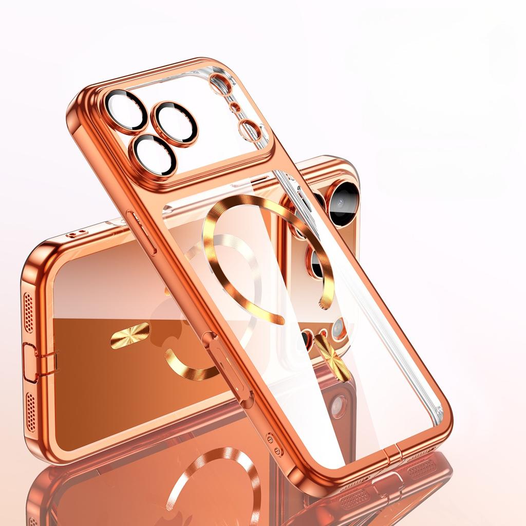 New Plating Clear Lens Protector Magsafe Phone Case For iPhone 17 Pro Max 16 15 14 13 12 Pro Max 17Pro 17Air Magnetic Soft Cover