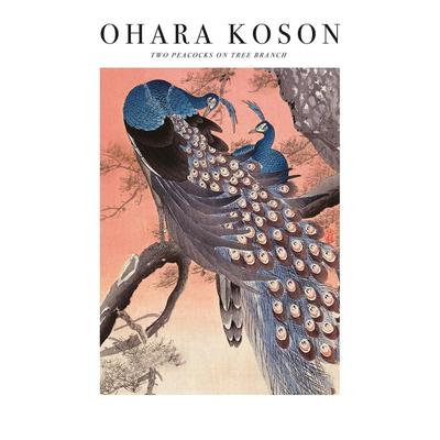 Ohara Koson To påfugler på tregren papirtrykk