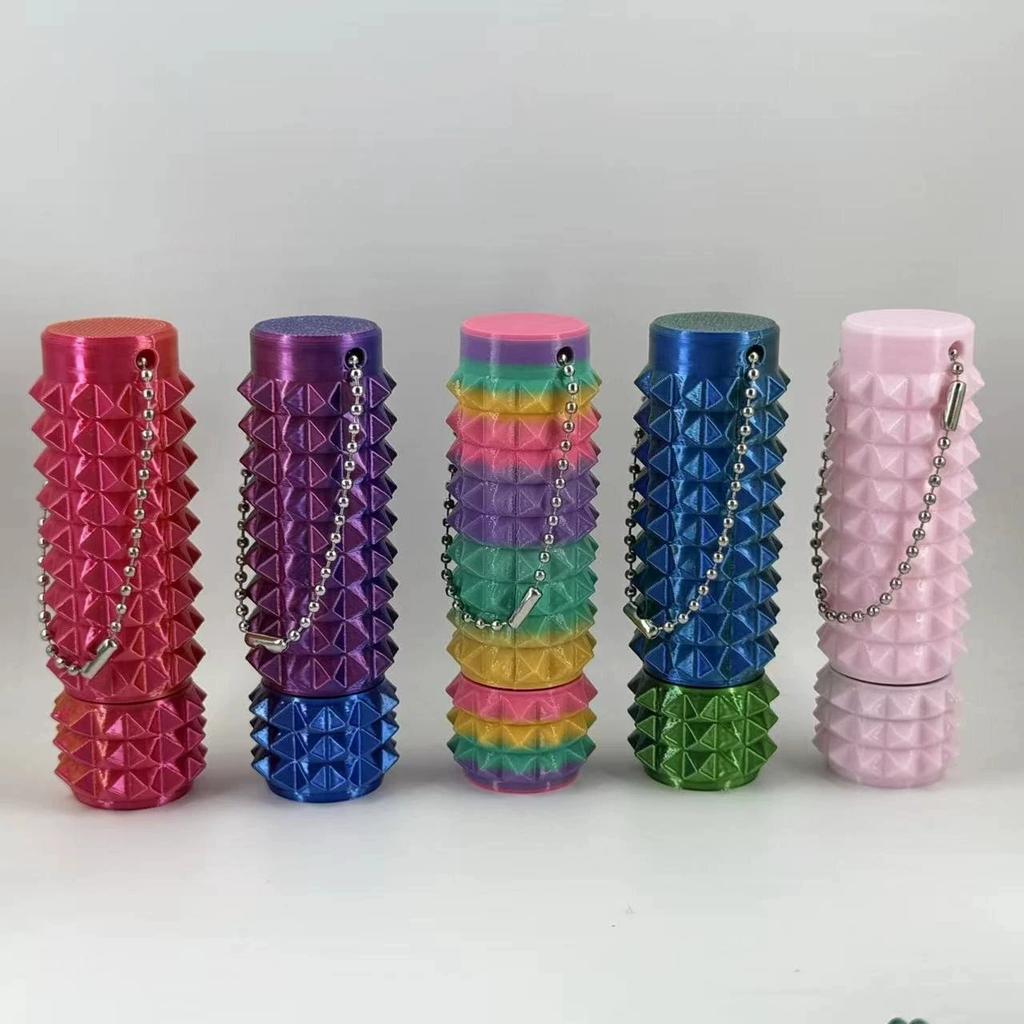 3D Printed Pain Stim Fidgeting Plaything Portable With Keychan Vivid 3D Pain Stimulation Relaxation Office Novelty Toy Spike Roller