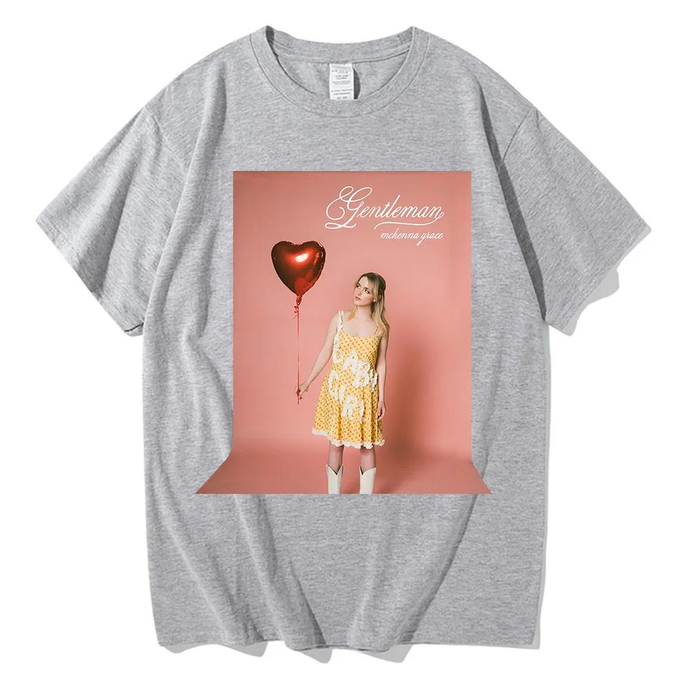Mckenna Grace Gentemen Song Cotton T-Shirts Crewneck Short Sleeve MenWomen Casual Tees Love Heart Balloon Print Cute Tshirts XXL серый 1790₽