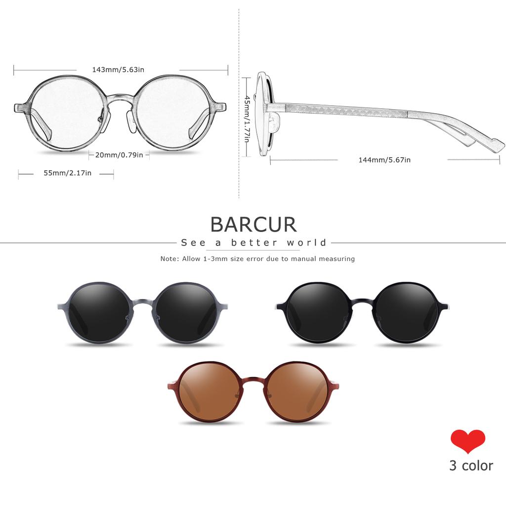 Gafas de Sol Polarizadas BARCUR de Lujo Vintage Exquisitas para Mujer con Montura Circular Metálica de Alta Calidad UV400 Gafas de Sol para Hombre
