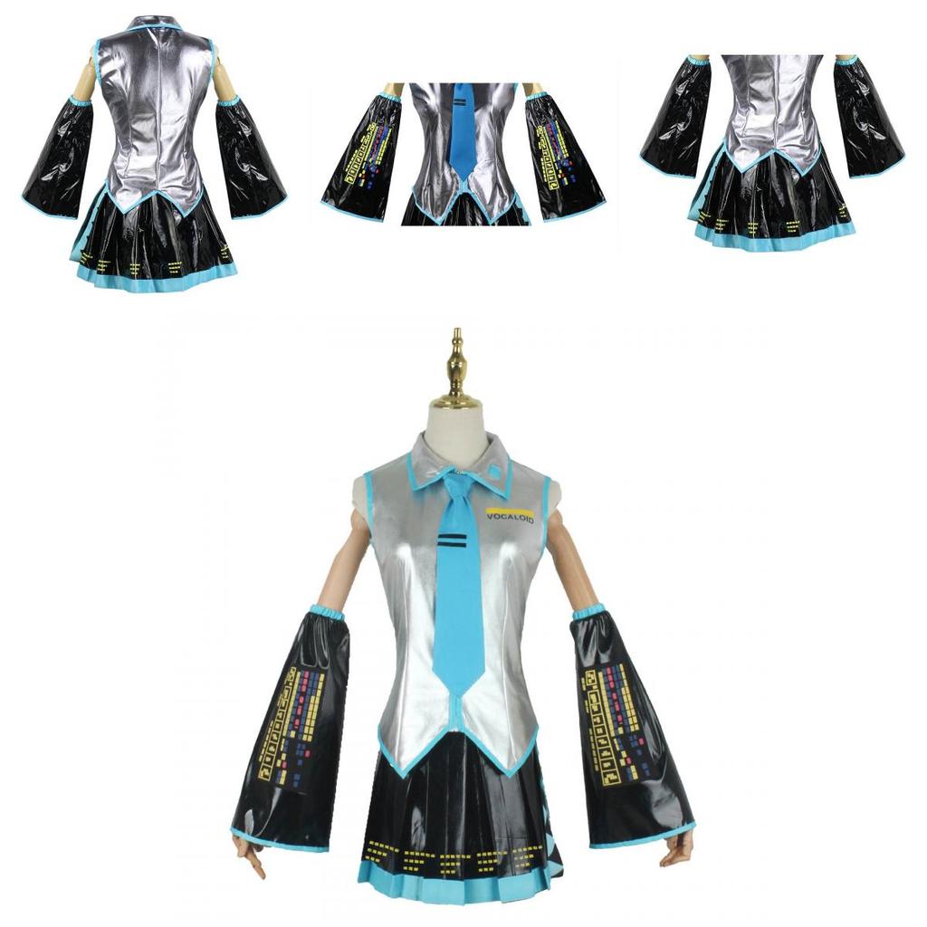 Hatsune Miku Vocaloid Pu Cosplay Top Kleid Krawatten Set für Weihnachtsshow