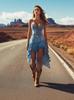 European and American sweet and spicy suspender tube top denim dress women's summer and autumn new retro fluffy cake skirt short skirt
