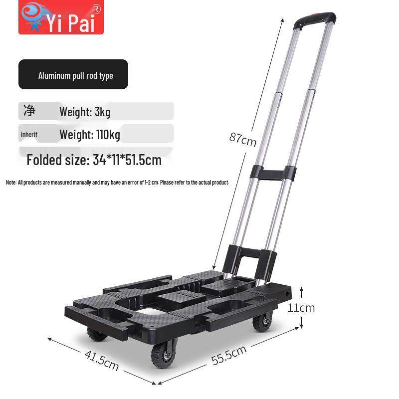 Aluminum Ultralight Foldable Trolley with Telescopic Design and Universal Wheels