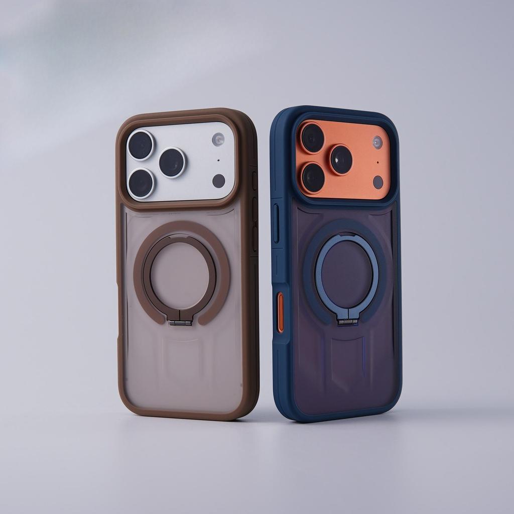 iPhone 17 Pro Max Magnetic Ring Stand Case with Skin-Feel Cover