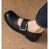Retro Black Red Mary Jane Shoes Women Thick Heels Ankle Buckle Lolita Shoes Woman  Low Heel Shallow Mouth Single Shoes
