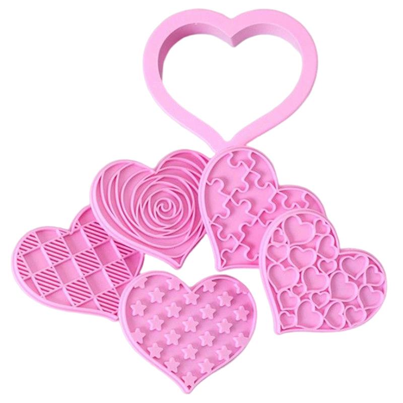 6ks Valentýn Láska srdce Vykrajovátka na sušenky Forma kutilské pečení Fondán Poleva Poleva Cookie Embossovací forma Forma na zdobení dortů Pomůcky