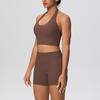 Solid Color Cross-Border Yoga Suit Set: Brushed Hanging Neck Vest with Pocket Pants and Fitness Shorts for Women
