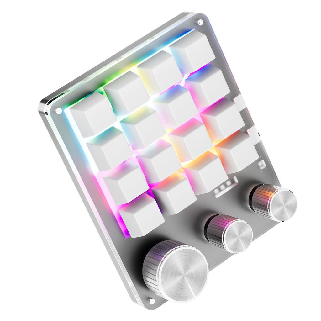 Programmierbare Tastatur 16 Tasten 3 Drehregler USB-kabelgebunden Lautstärkeregelung Gaming-Tastatur