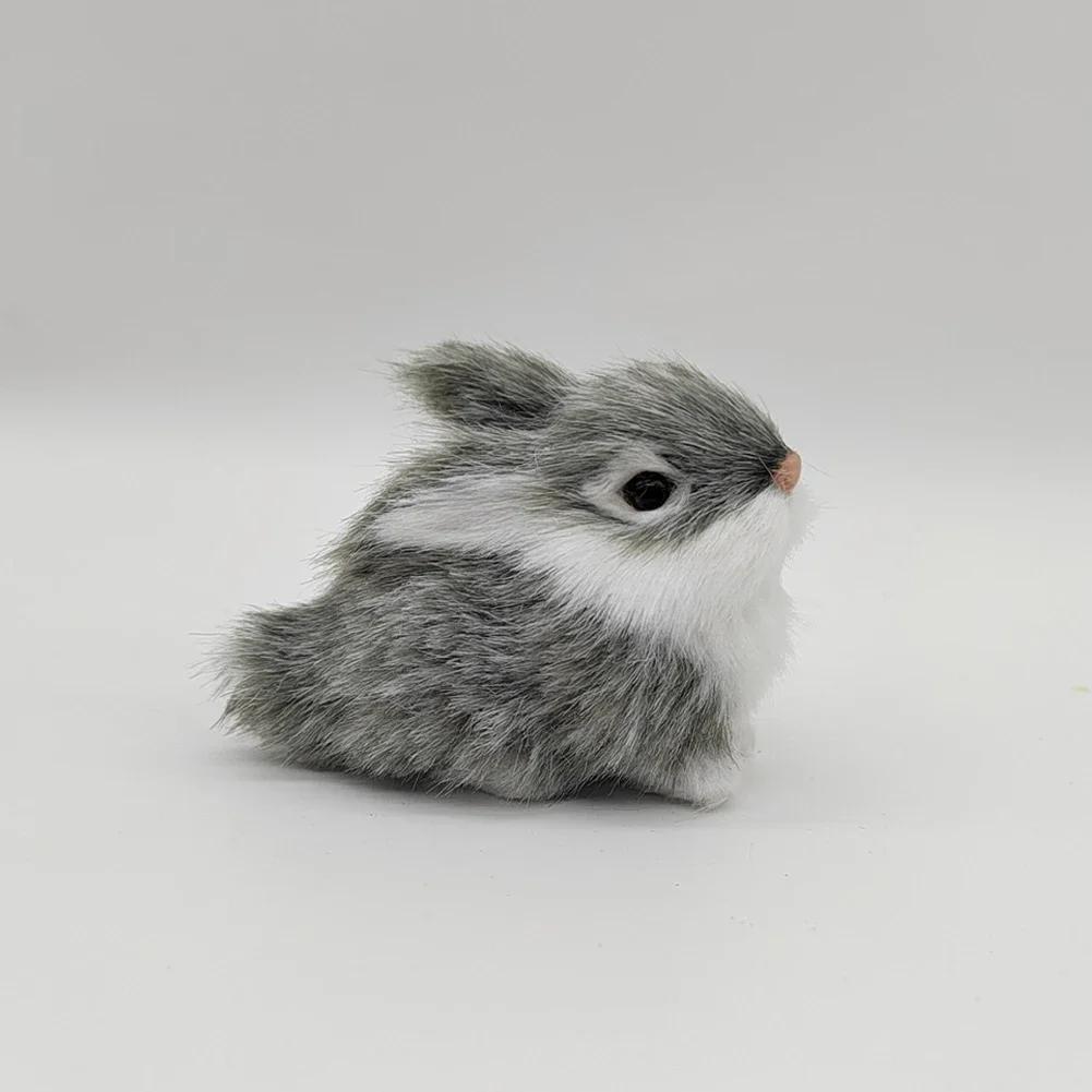 1pcs Mini Simulated Rabbit Animal Model Rabbit Household Decorations Rabbit Fur Crafts Gifts Living Room Decoration