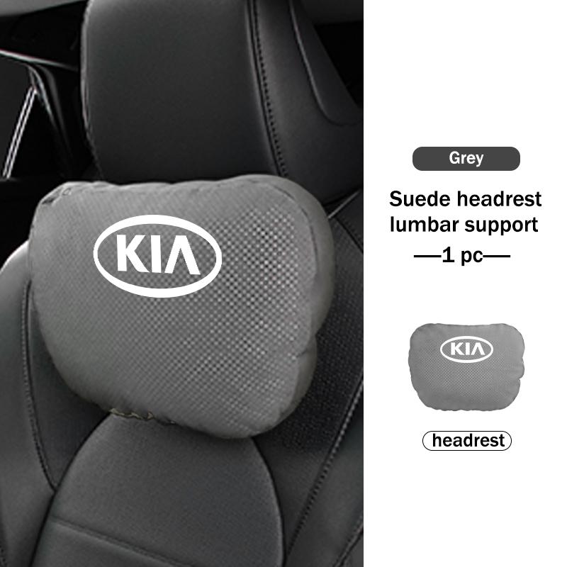 BBEI1 Car Styling Soft Suede Headrest Neck Support Seat Breathable Waist Pad Pillow Mat For KIA Cerato Proceed Venga Stonic Picanto