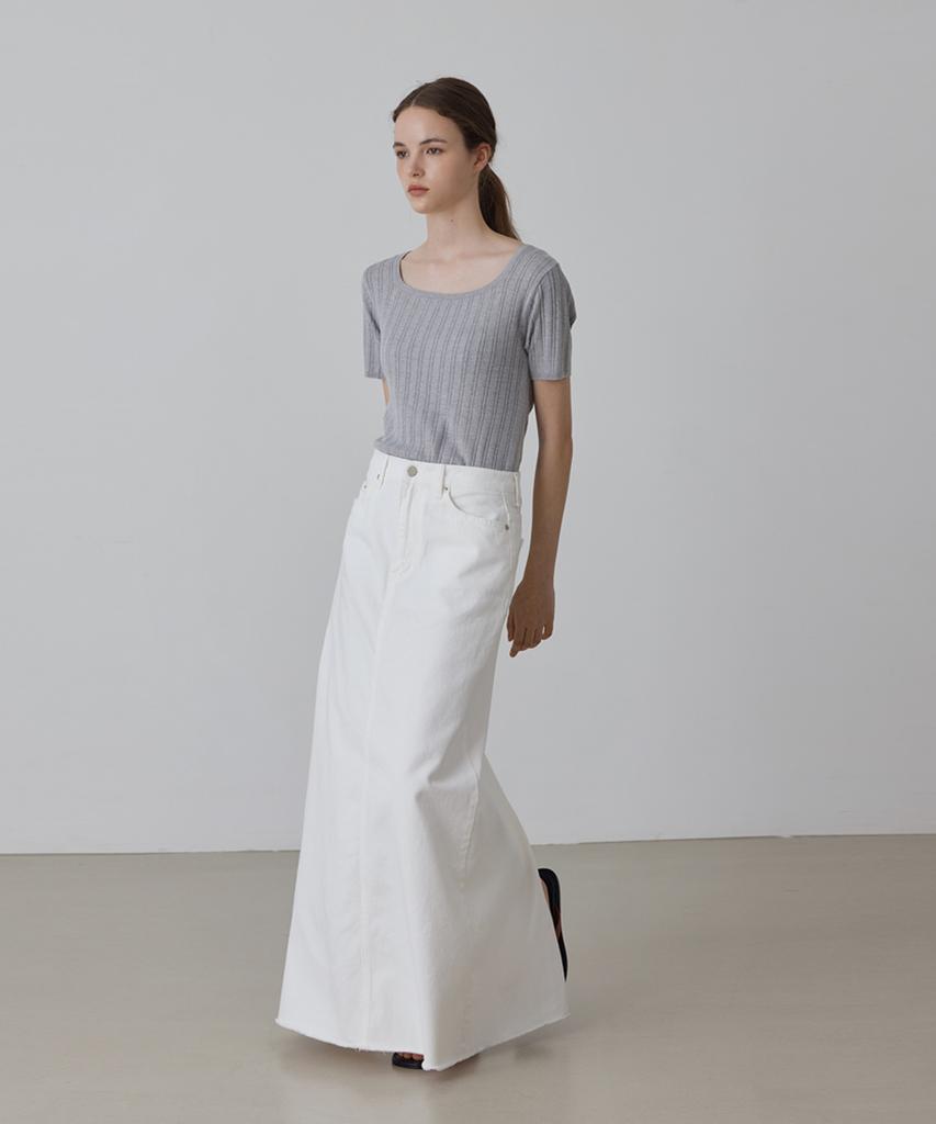 Kwinseulaebis Long Slit Denim Skirt_White_4Colors