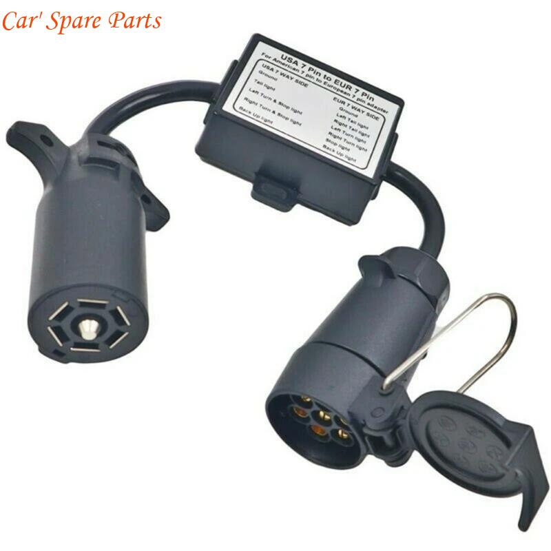 Y4UA Easy Installation US Vehicle 7Pin Blade Socket to EU 7Pin Connector Trailer Light to EU Trailer Light Converter