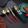 Nordic Style Portable Cutlery Set for One - Includes Knife, Fork, Spoon, and Chopsticks - Perfect for Office Workers and Students.