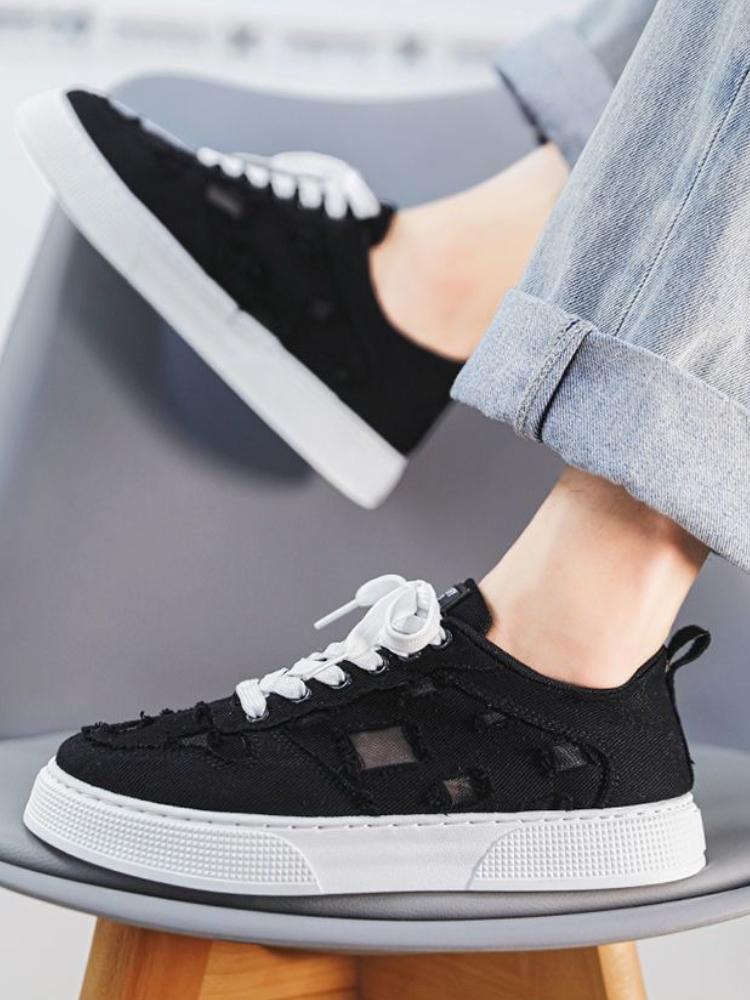 Fashion Canvas Male Shoe Non Slip Wear To Work Korean Style Men's Casual Shoes Walking Elegant Breathable Classic Original Sale Sneakers