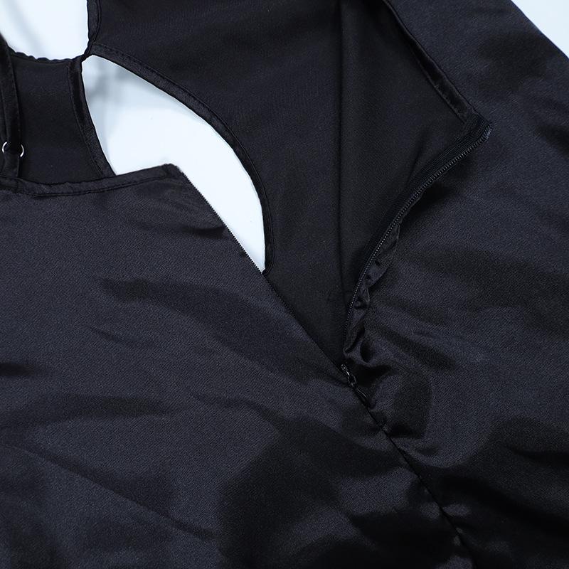 Kobiety Satin Sexy Backless Cut Out Slip Party Night Club Stroje urodzinowe Maxi Dress