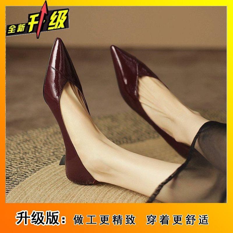 

French temperament pointed head shallow mouth versatile single shoes 2025 spring and summer new fashion commuting comfortable thin heel single shoes 40