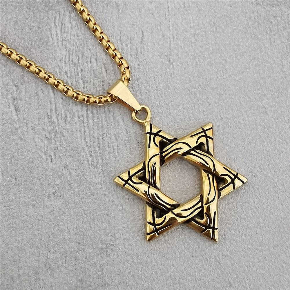 

Ювелирные изделия, индивидуальное ретро-шестиугольное мужское ожерелье из титановой стали с подвеской в ​​стиле хип-хоп