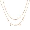 Zirconia Crystal Water Drop Pendant Necklace, Titanium Steel, Vacuum Electroplated, Geometric Design.
