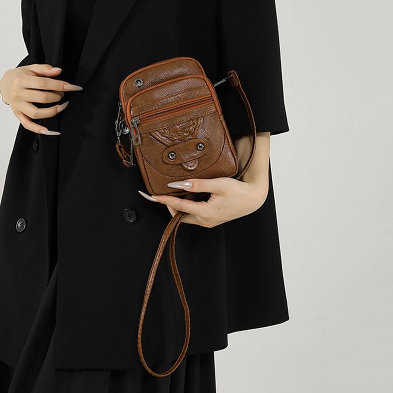 Multifunktionale kleine Umhängetasche aus weichem PU-Leder für Damen, Vintage-Designer, Handy-Geldbörse, kleine Umhängetasche für Damen