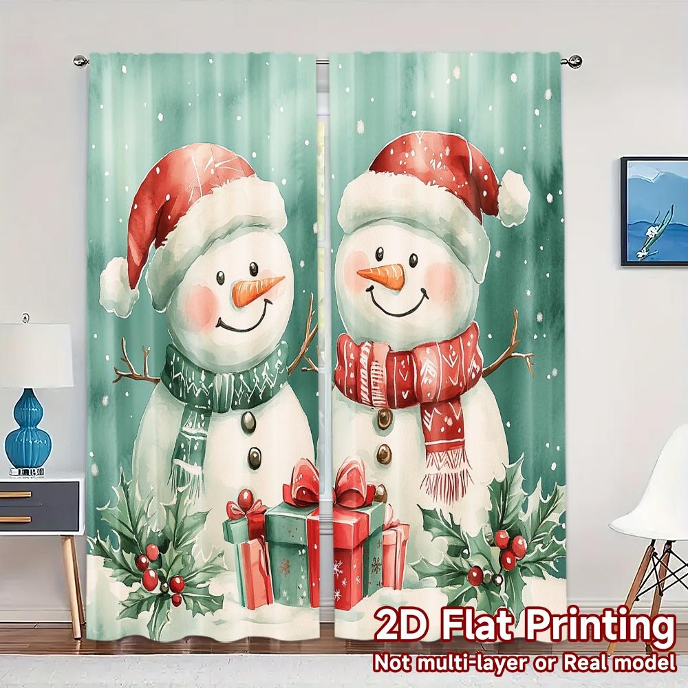 

2pcs,Curtains Cute Snowman Christmas Gifts (3) Popular Contemporary Curtains Fabric Curtains Versatile All Ldeal for Bedroom & 52.50×116.00 CM 2pcs
