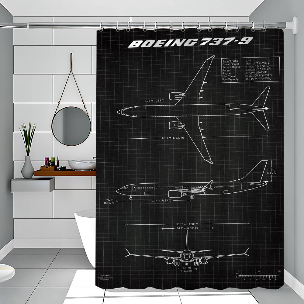 Air Force Flugzeug Airbus Patentdrucke Flugzeug 1 Stück Bedruckter Duschvorhang Wasserdicht Waschbar Mit 12 Haken Badezimmer Dusche Zuhause