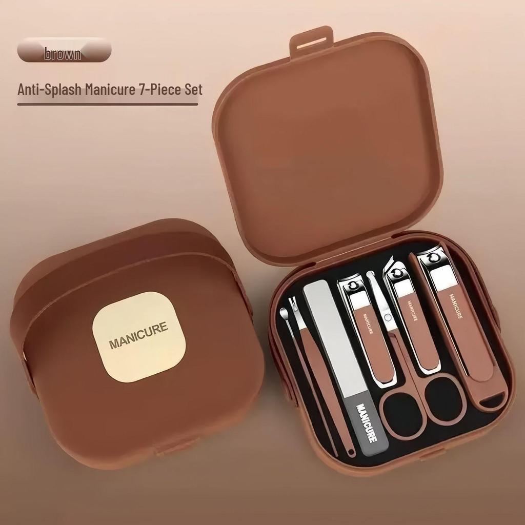 High-End Anti-Splash Nail Clipper Set with Portable Case - Manicure Tools