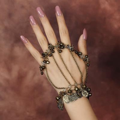 Retro Bracelet National Ear Coin Finger Tassel Dance Bell Bracelet