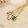 Elegant French-Style Color Zirconia Necklace with 18K Gold-Plated Titanium Clavicle Chain