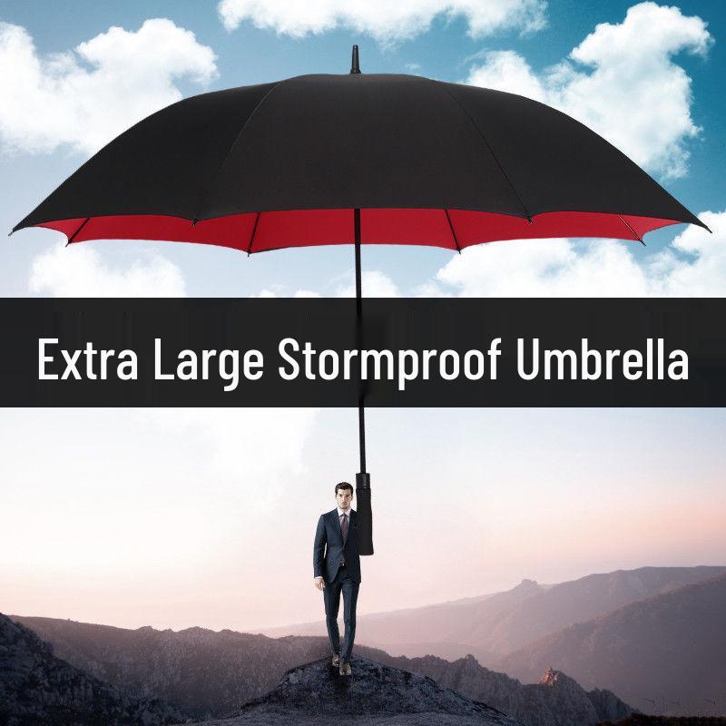 Extra Large, Thick, Reinforced Windproof Umbrella with Long Handle and Stylish Logo Print