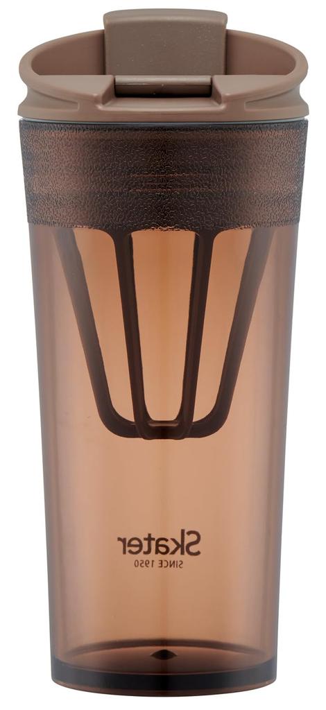 Skater Shaker Tumbler, 420ml, with Flap and Memory Stick, Amber Brown, PTBFS4-A