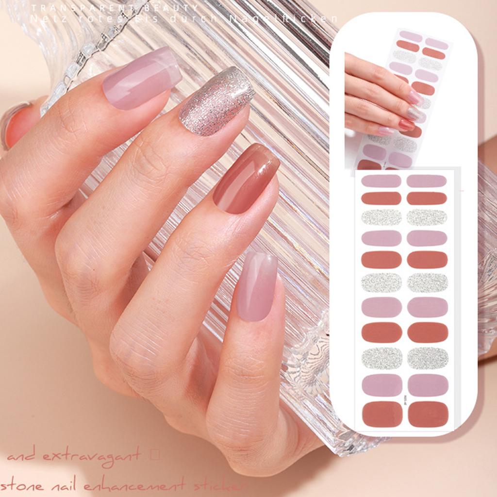 Semicured Gel Nail Stickers UV/LED Lamp Required 22 Gel Nail Polish Wraps Fashion Design Gel Nail Art Stickers for Women