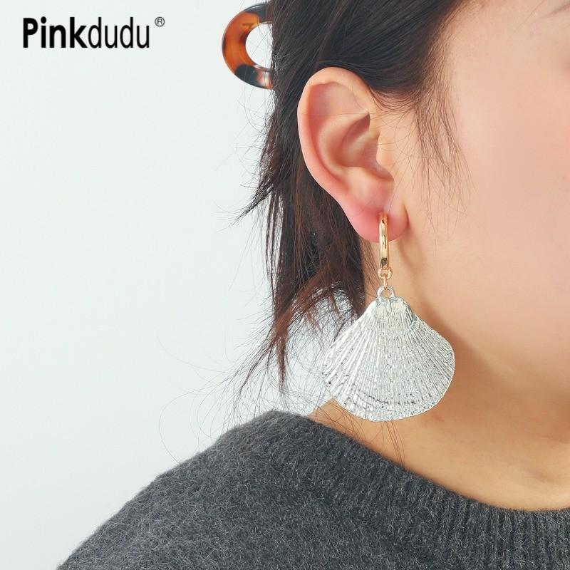 Pinkdudu Vintage Exaggerated Shell Zinc Alloy Earrings Fashion Trendy Drop Earrings Women Jewelry PD2367