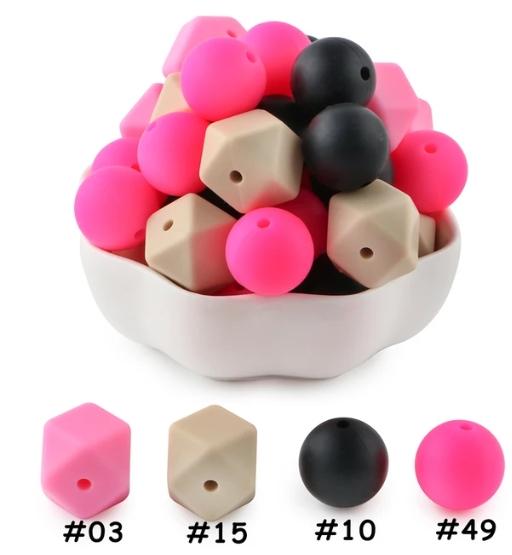 

20Pcs 15mm Round Silicone Beads 14mm Hexagon Bead For Jewelry Making DIY Necklace Bracelets Jewelry Accessories 20pcs