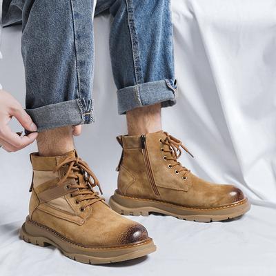 Automne Hiver 2024 Bottes Classiques en Cuir Noir pour Homme Outdoor Homme Bottes de Travail à Plateforme Montantes Mode Bottes Coréennes Botas Hombre