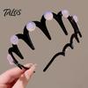 Shiny Hairpin 2Pcs Women Headband Faux Pearls Decor Anti-slip Teeth Hairband Hair Hoop Lightweight Elastic Accessory Daily Wear