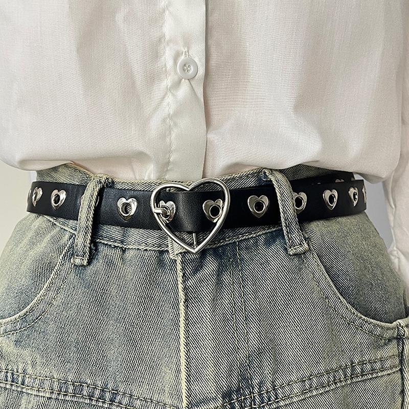 Metal Eyelet Belt No Punching Hollow Pu Leather Belt Paired With Jeans Belt For Men And Women