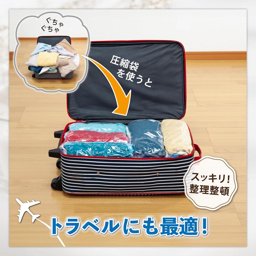 Astro Clothes Compression Set of 40 X 60 No Vacuum Easy Compression Travel Clothes Bags, 10, Cm, Clear, Required, Anywhere, Compact, Backpack,