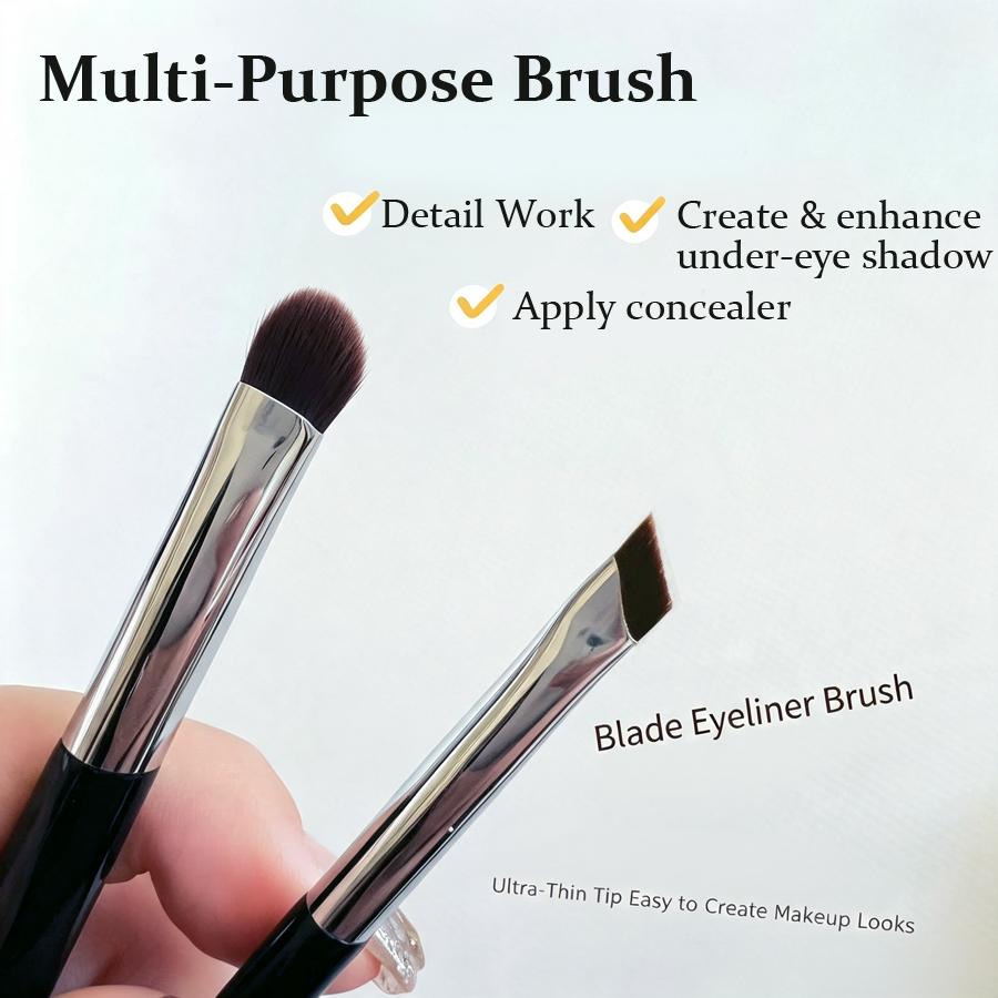 3Pcs Upgrade Blade Eyeliner Brush Set, Ultra‑Thin Fine Angled Flat Eyebrow Brush, Precision Detail Brush for Liner & Under Eye Shadow