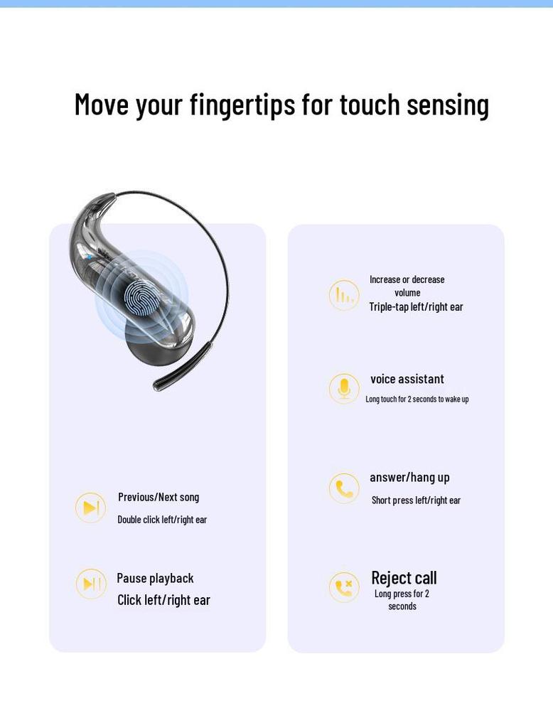 Bluetooth Over-Ear Headset with AI Translation - YYK-Q110 Wireless Open-Ear Memory Steel Wire