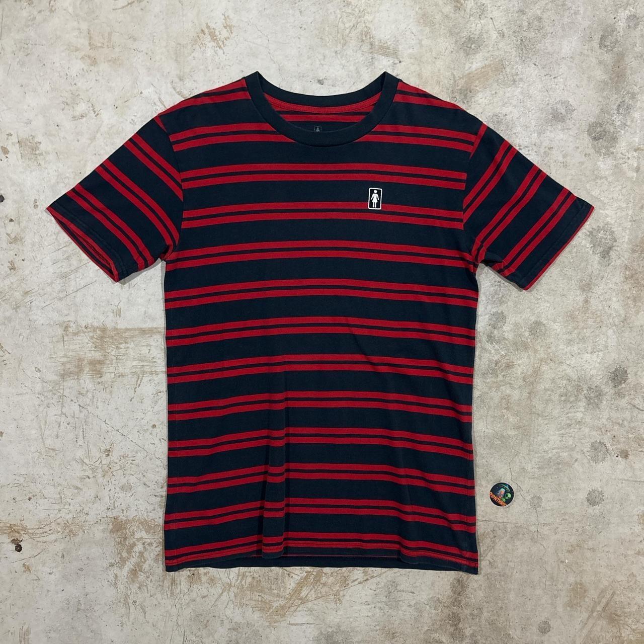 Girl skateboards embroidered striped t shirt Size M Unisex T-Shirt XXXL