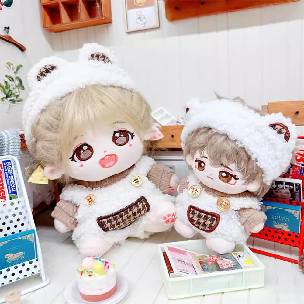 niannyyhouse Warm Bear Set (Headwear, Jumper, Bib Pants) 10cm-15cm, 20cm Plush Clothes Cotton Doll Dress-Up (10cm-15cm)