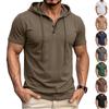 Herren Freizeit-Hemd mit Kapuze und kurzen Ärmeln mit Button-Down-Kragen