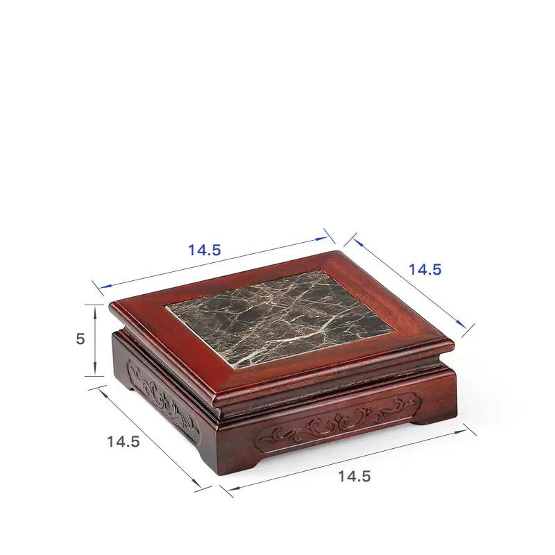 

Carving Handicraft Ornament Base with Marble, Solid Wood Shelf, Flower Pot, Vase, Buddha Statue, Bracket