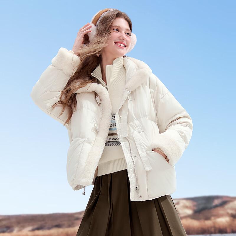 Betu Women's Raw Edge Splicing 90% Duck Down Jacket