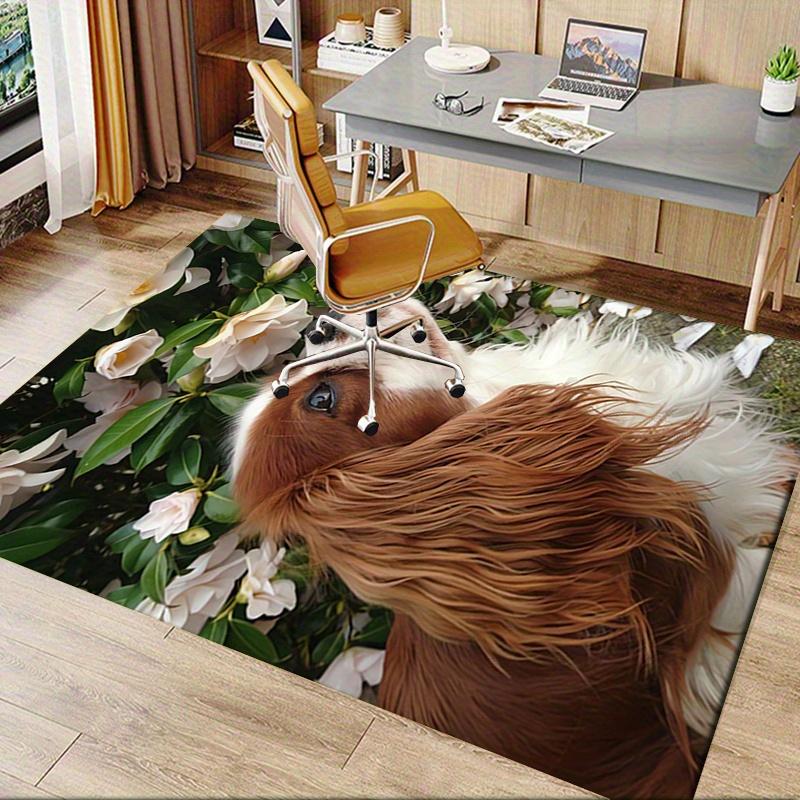 1 Stück Hund,Blumen,Gartenbüro Teppich Weich Polyester Eingangsteppich Waschbar Rutschfest Maschinenwaschbar