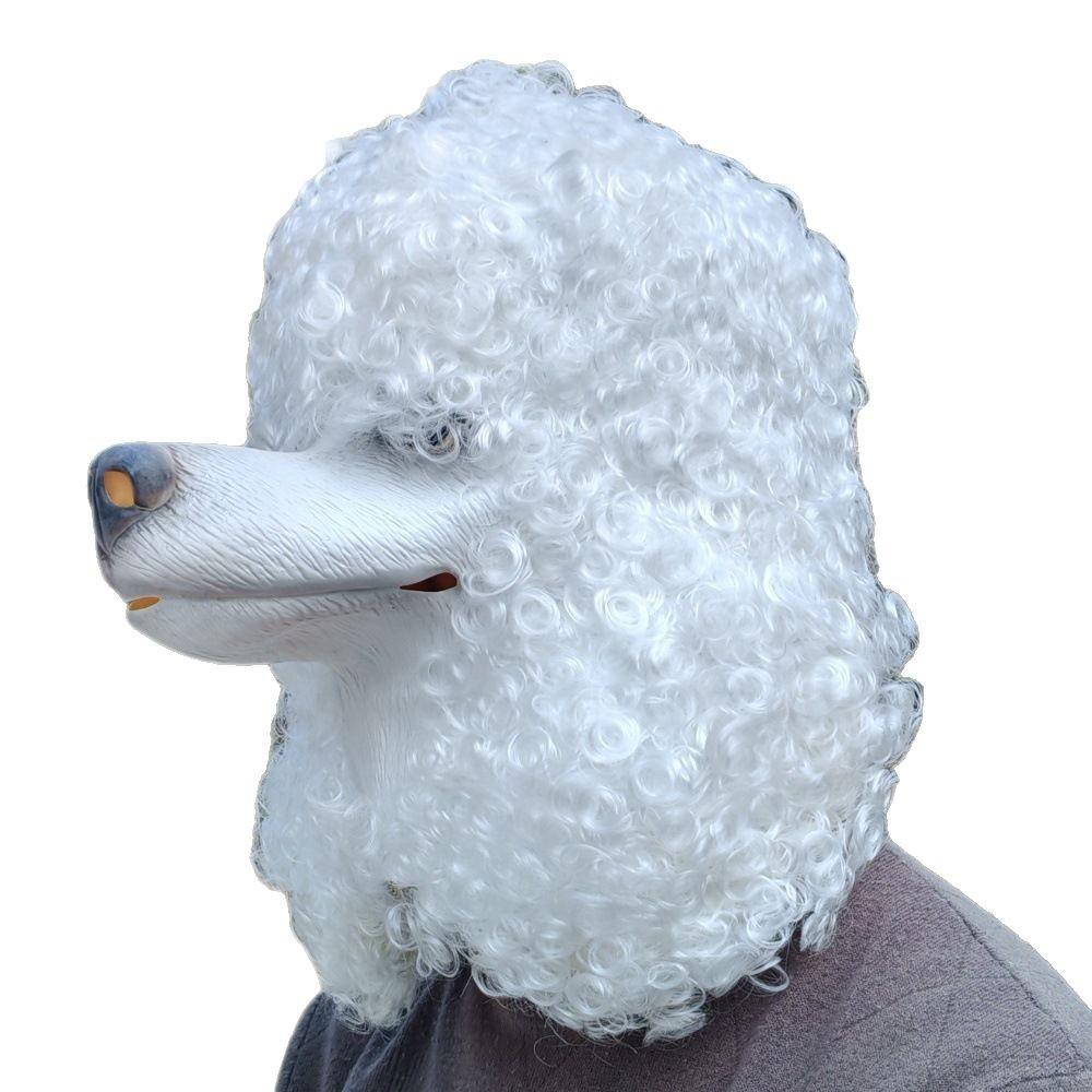 Poodle Animal Mask Latex Pet Dog Headgear Halloween Costume For Costume Parties